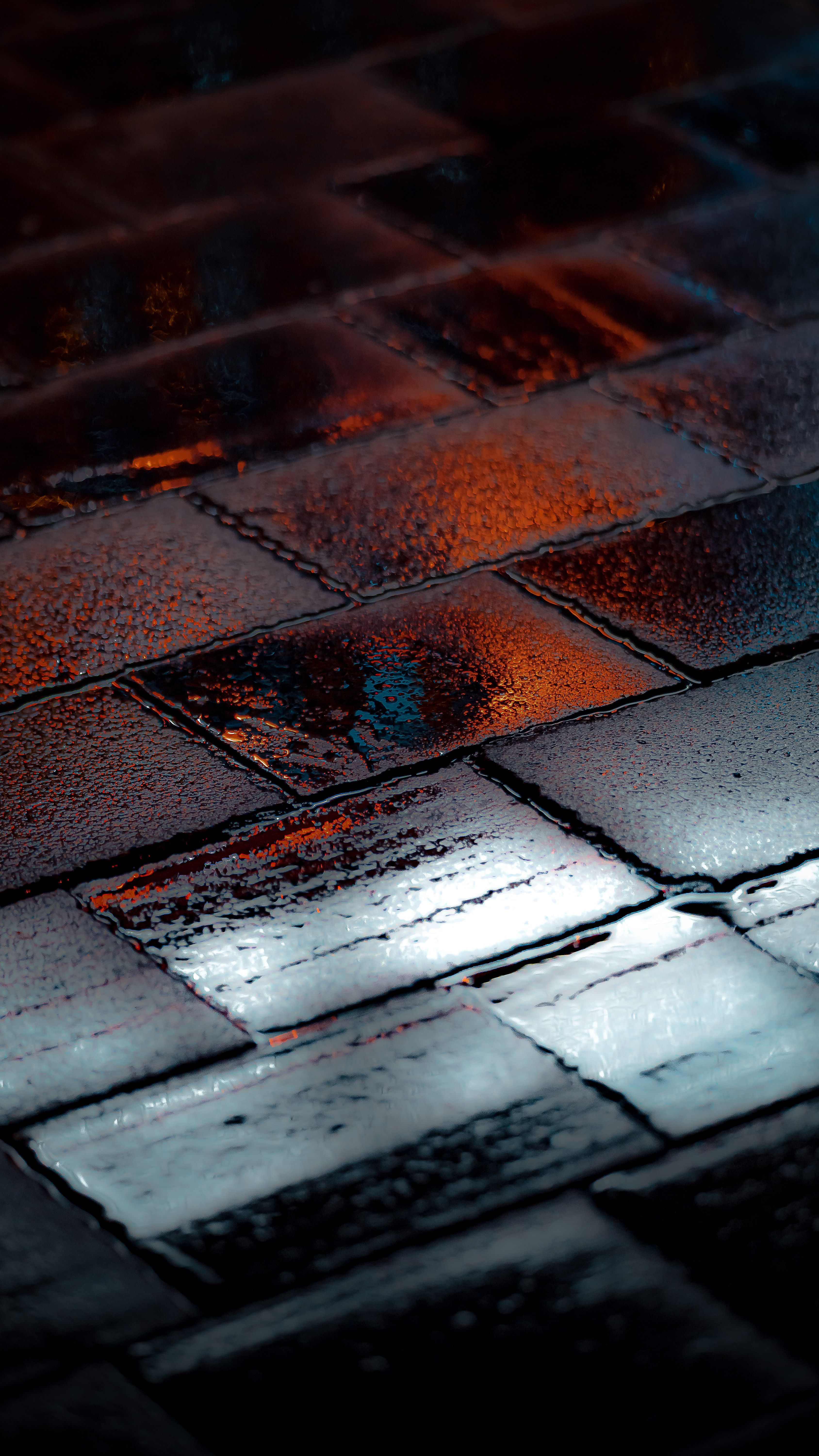 Glimmering City Lights Reflecting On Wet Pavement Create A Moody, Abstract Urban Scene. HD mobile wallpaper