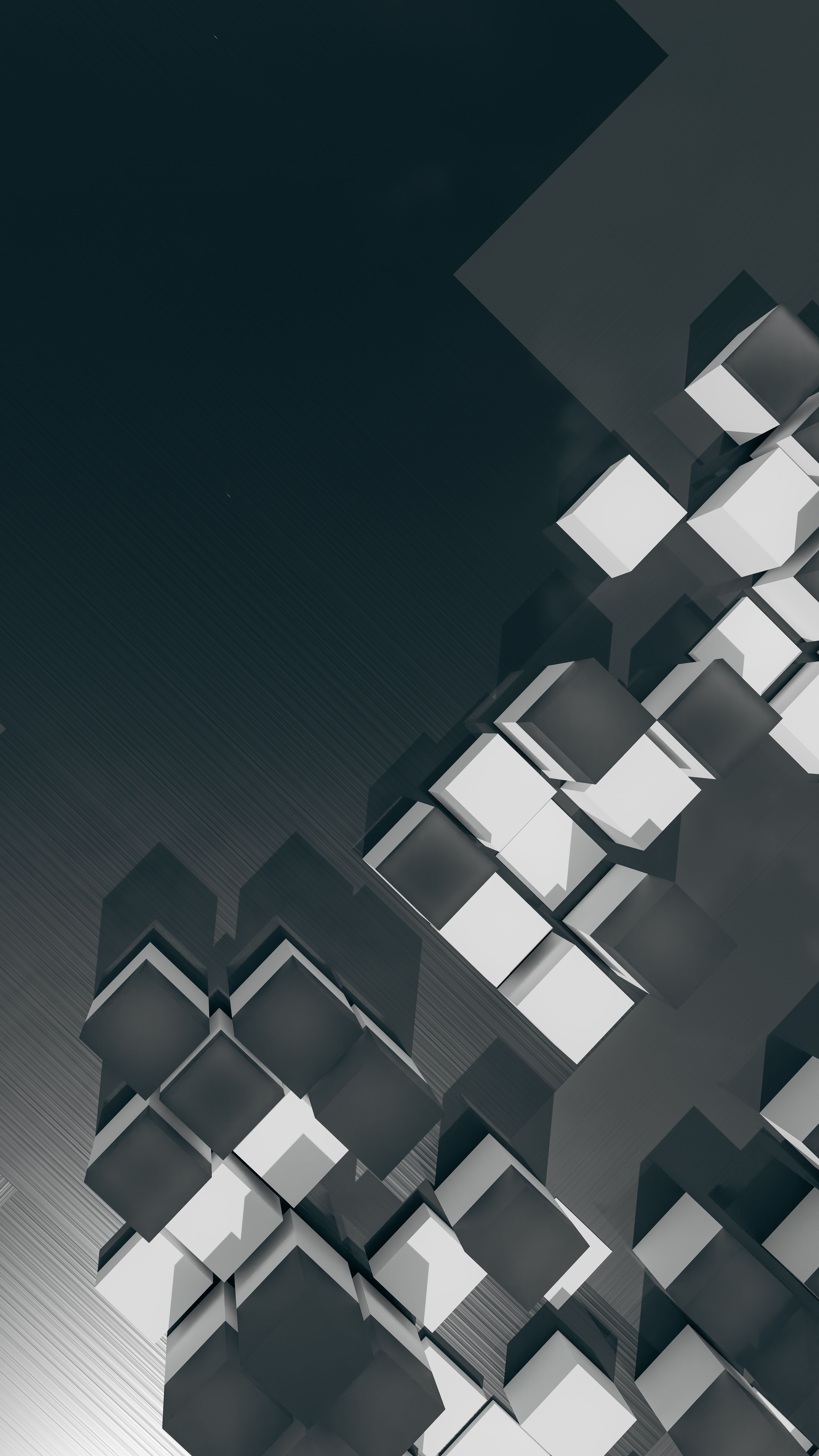Minimalist 3D Render Of Abstract Geometric Cubes In Grayscale Tones. HD mobile wallpaper