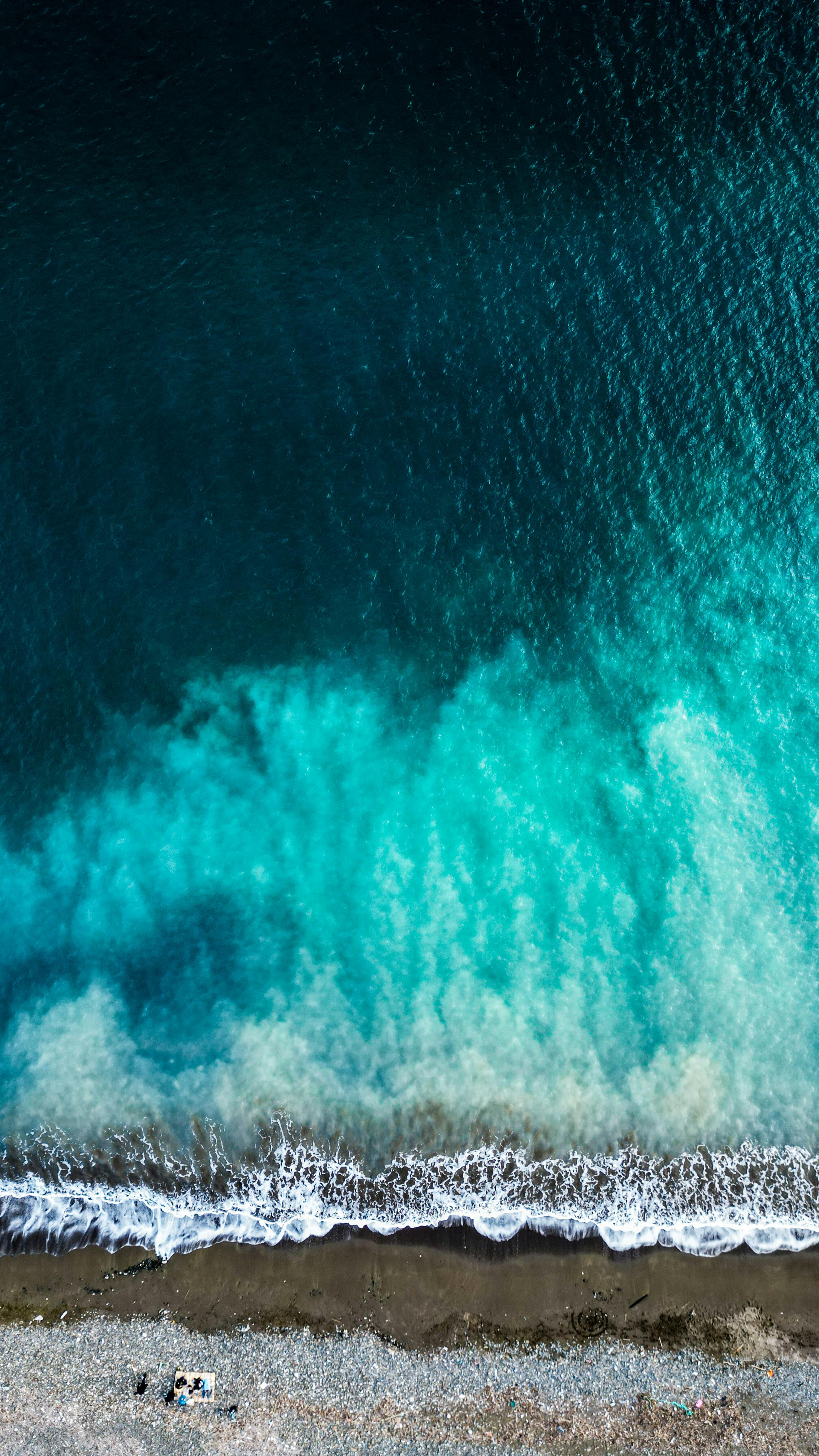 Stunning Aerial Shot Of The Marmaris Coastline With Crashing Waves And Turquoise Waters. HD mobile wallpaper