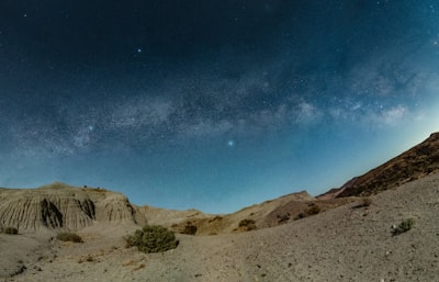 Milky Way Galaxy Over A Desert Landscape At Night. wallpaper preview