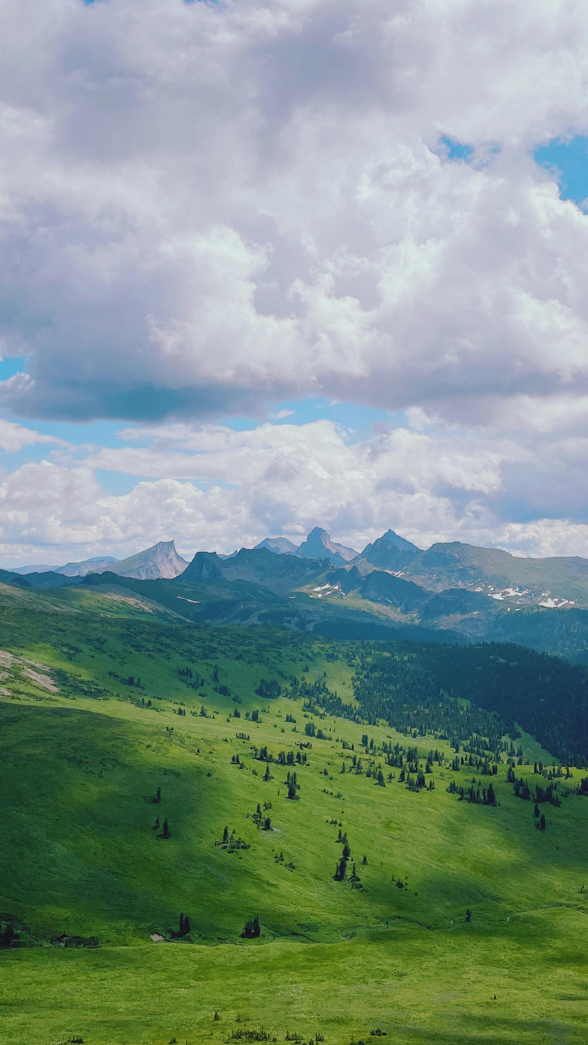 Lush Green Landscape With Distant Mountains Under A Vibrant Sky In Yermakovsky District, Russia. HD mobile wallpaper
