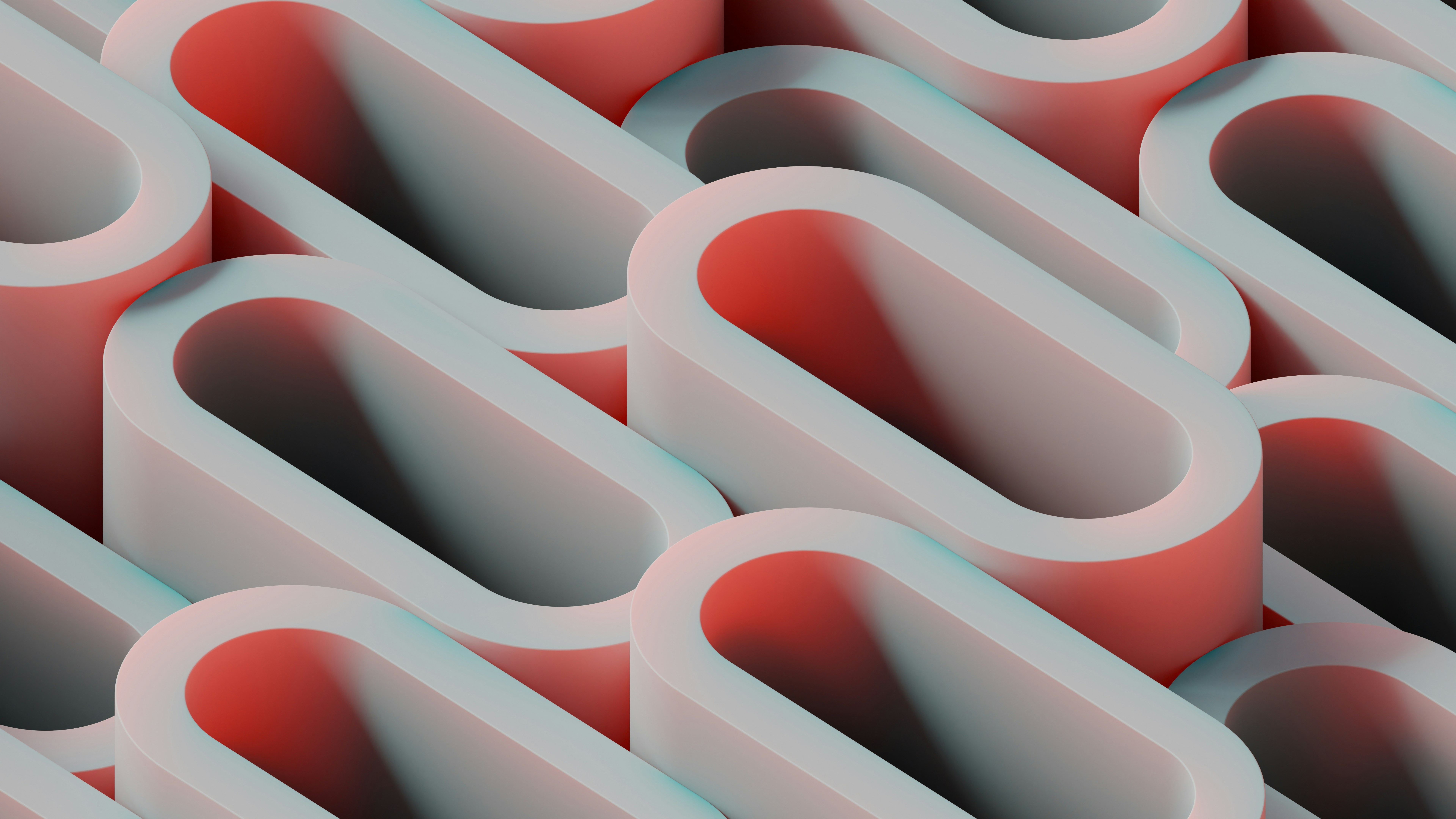 Interlocking Rounded Shapes With Red And Blue Lighting HD mobile wallpaper