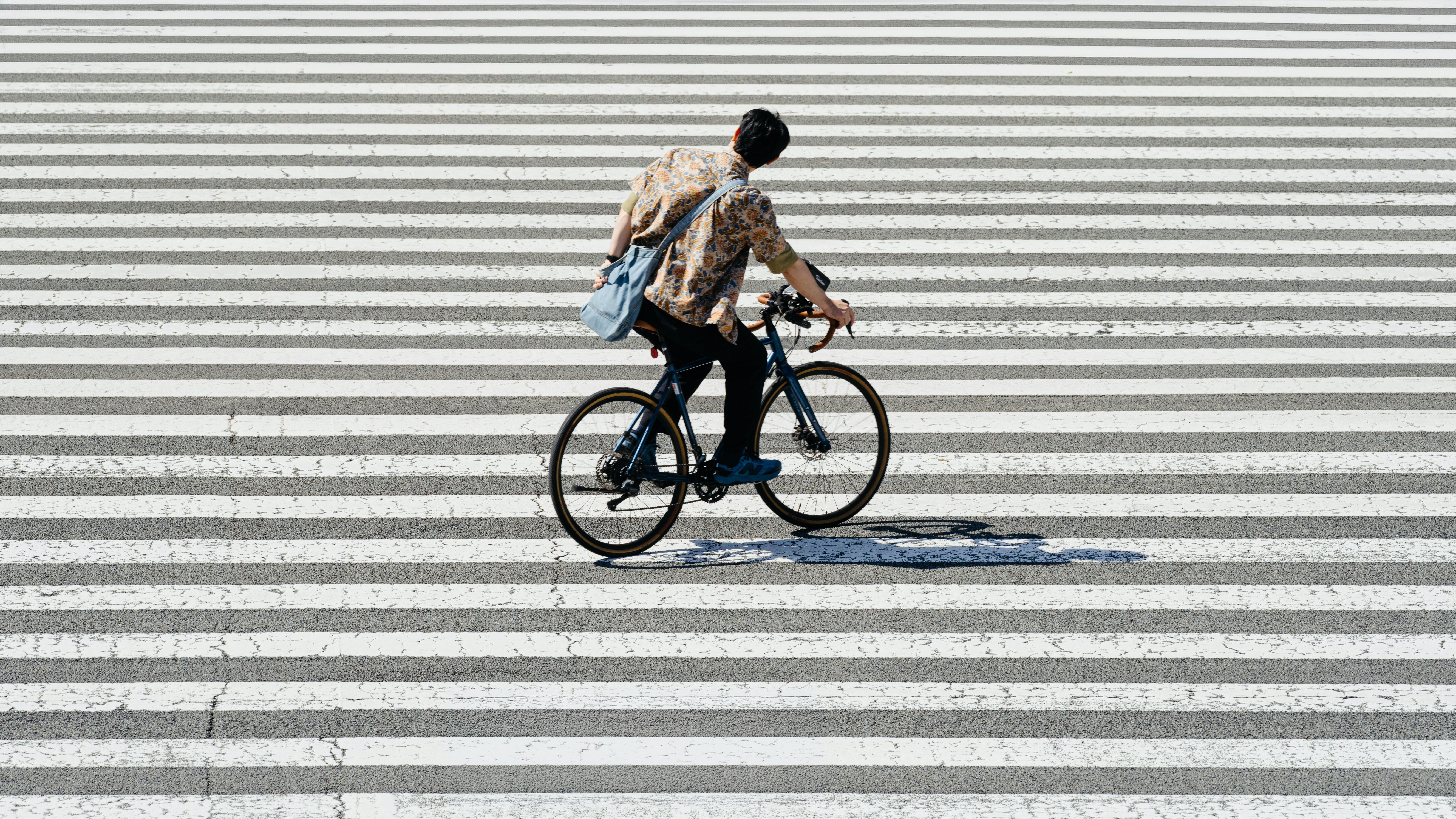 Person Riding A Bicycle On A Crosswalk HD mobile wallpaper