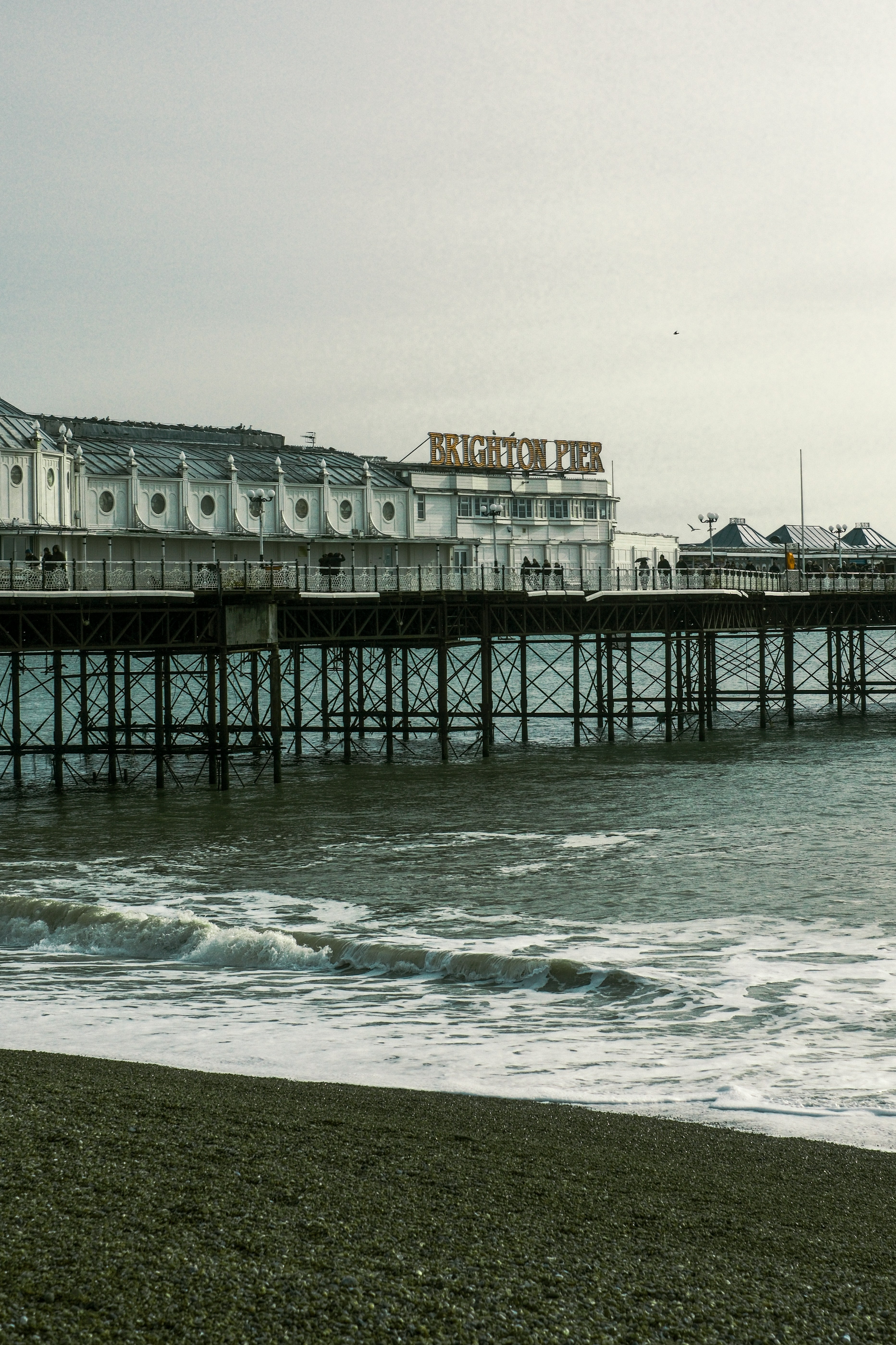 Brighton Pier On An Overcast Day In Brighton, United Kingdom HD mobile wallpaper