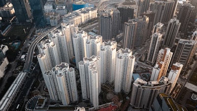 Dense Apartment Buildings In A City Aerial View wallpaper preview