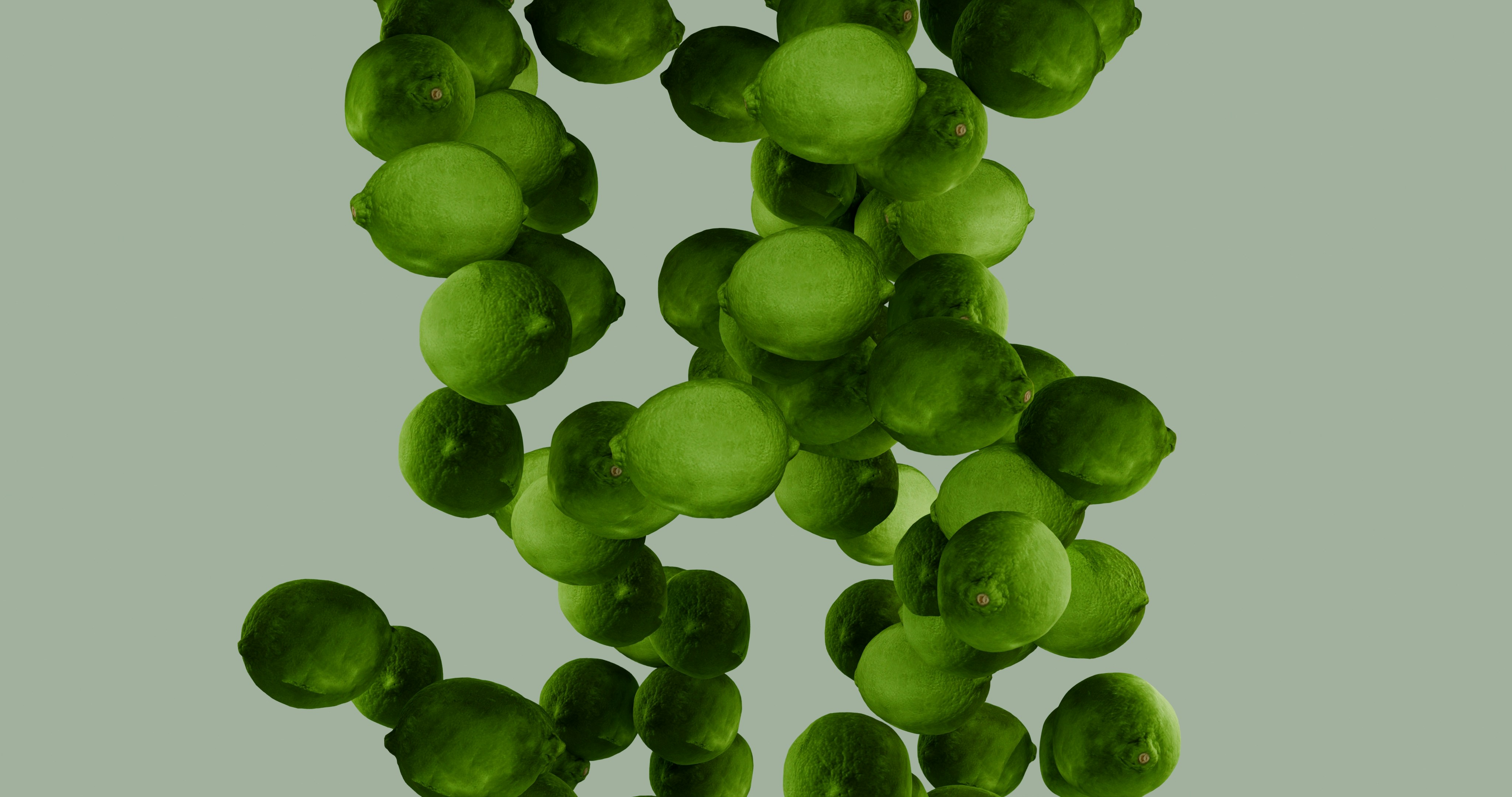 Falling Green Limes Against A Muted Background. HD mobile wallpaper