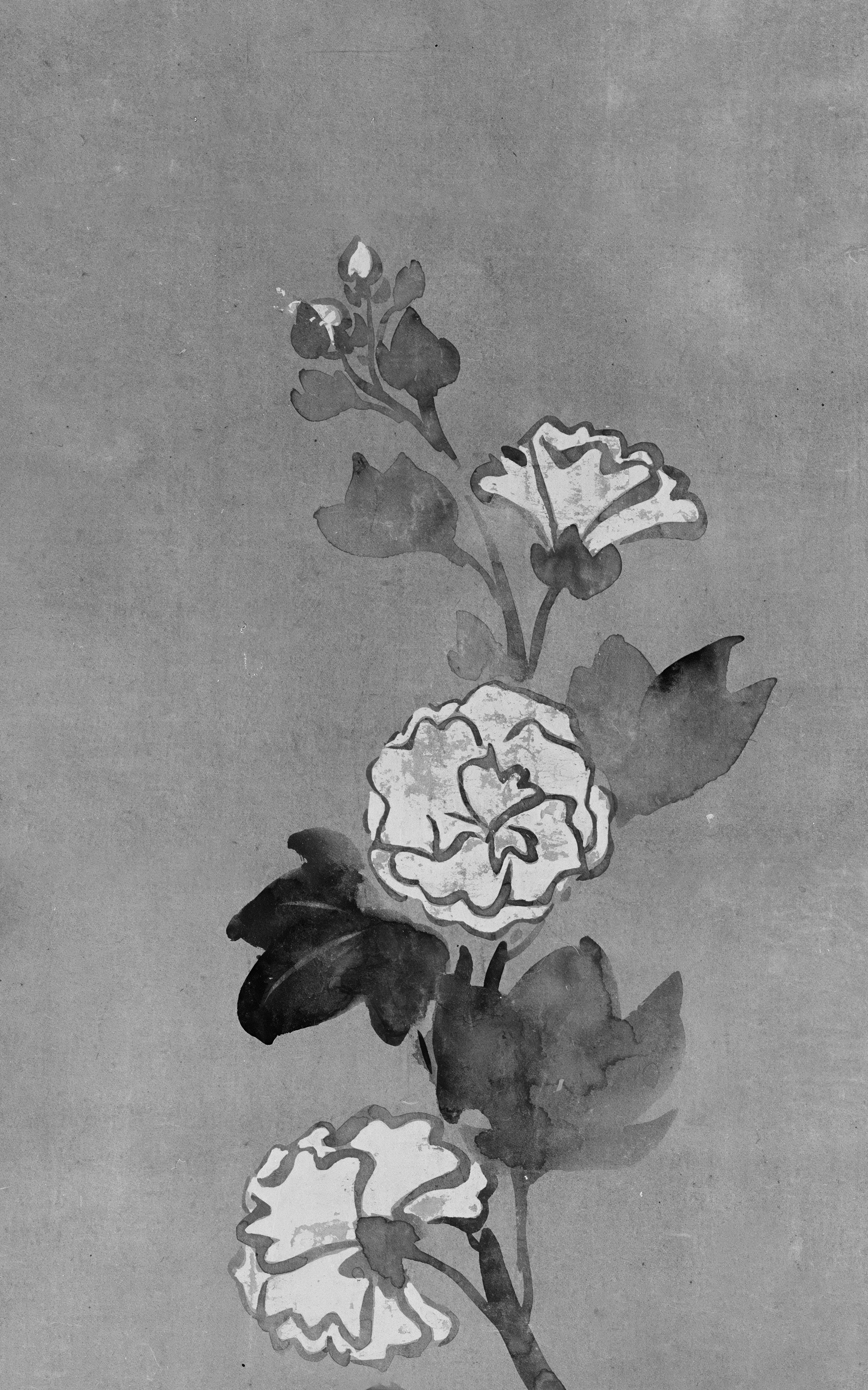 Title: Rabbits Under The Moon, Peonies, And Hollyhocks,Artist: Formerly Attributed To Ogata Kōrin (Japanese, 1658–1716),Period: Edo Period (1615–1868),Date: 19th Century,Culture: Japan,Medium: Set Of Three Matted Paintings; Ink And Color On Paper,Dimensions: 39 7/16 X 14 3/16 In. (100.2 X 36 Cm),Classification: Paintings,Credit Line: Gift Of Francis Lathrop, 1908,Object Number: 08.148.1–.3,Curatorial Department: Asian Art HD mobile wallpaper