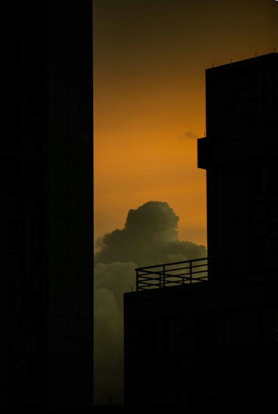 Silhouette Of Buildings Under Gray Skies wallpaper preview