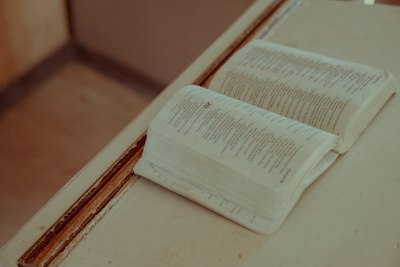 光木上攤開的印字書頁桌布預覽