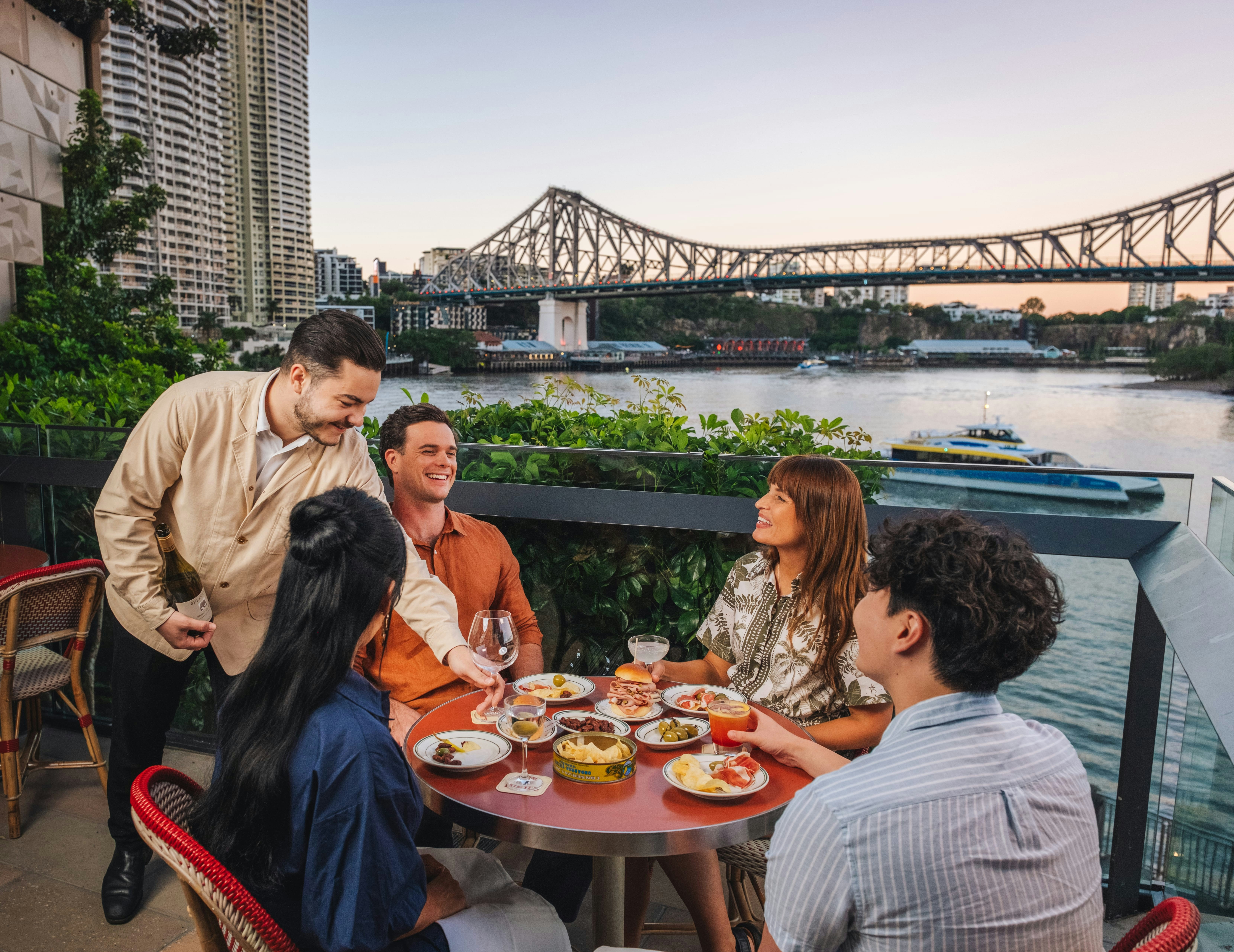Riverfront Cocktail Bar Overlooking The Story Bridge. Location: Brisbane City, Bar Miette, Brisbane HD mobile wallpaper