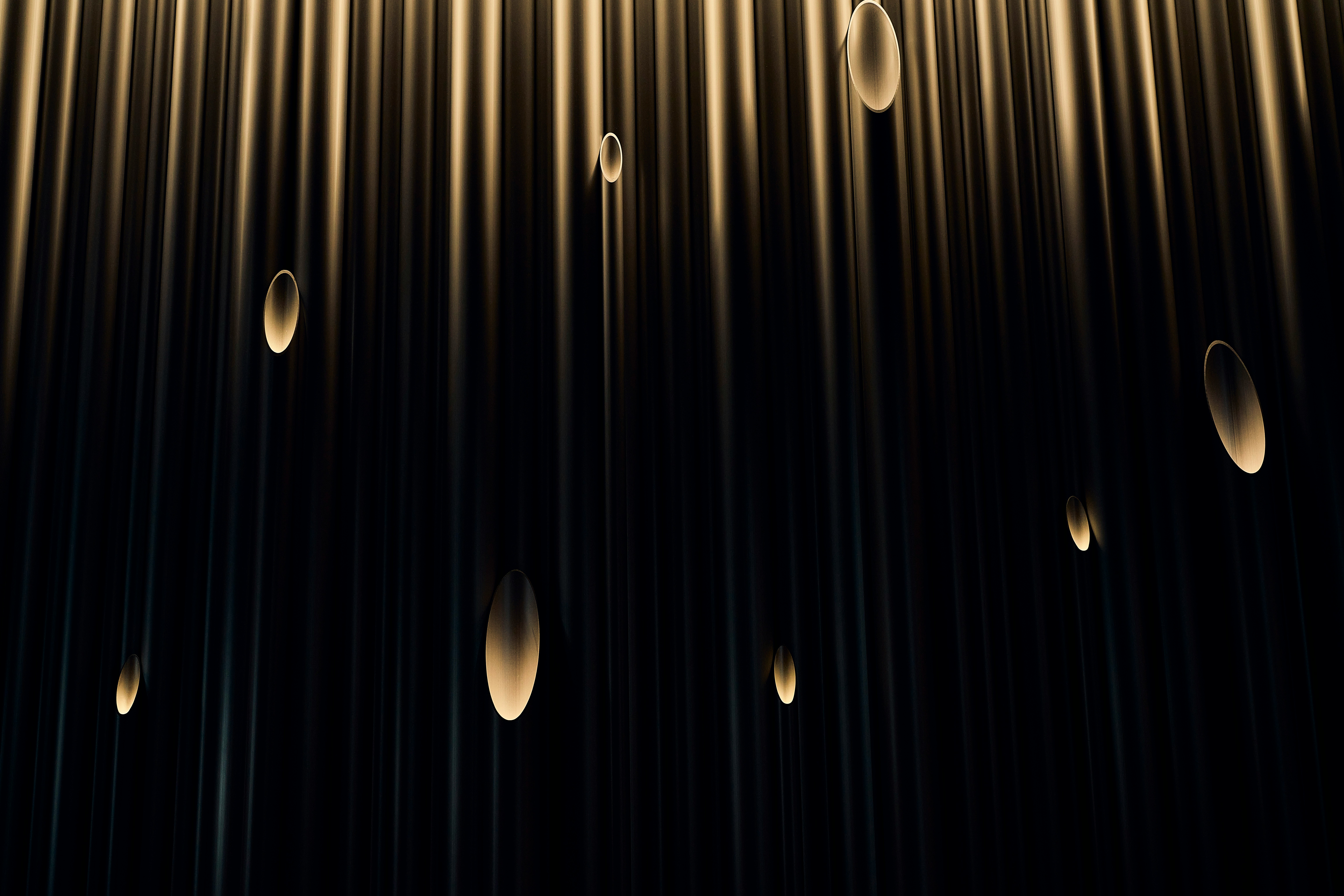 Atmospheric Dark Aesthetic Featuring Warm Golden Light Rain And Floating Oval Glows. HD mobile wallpaper