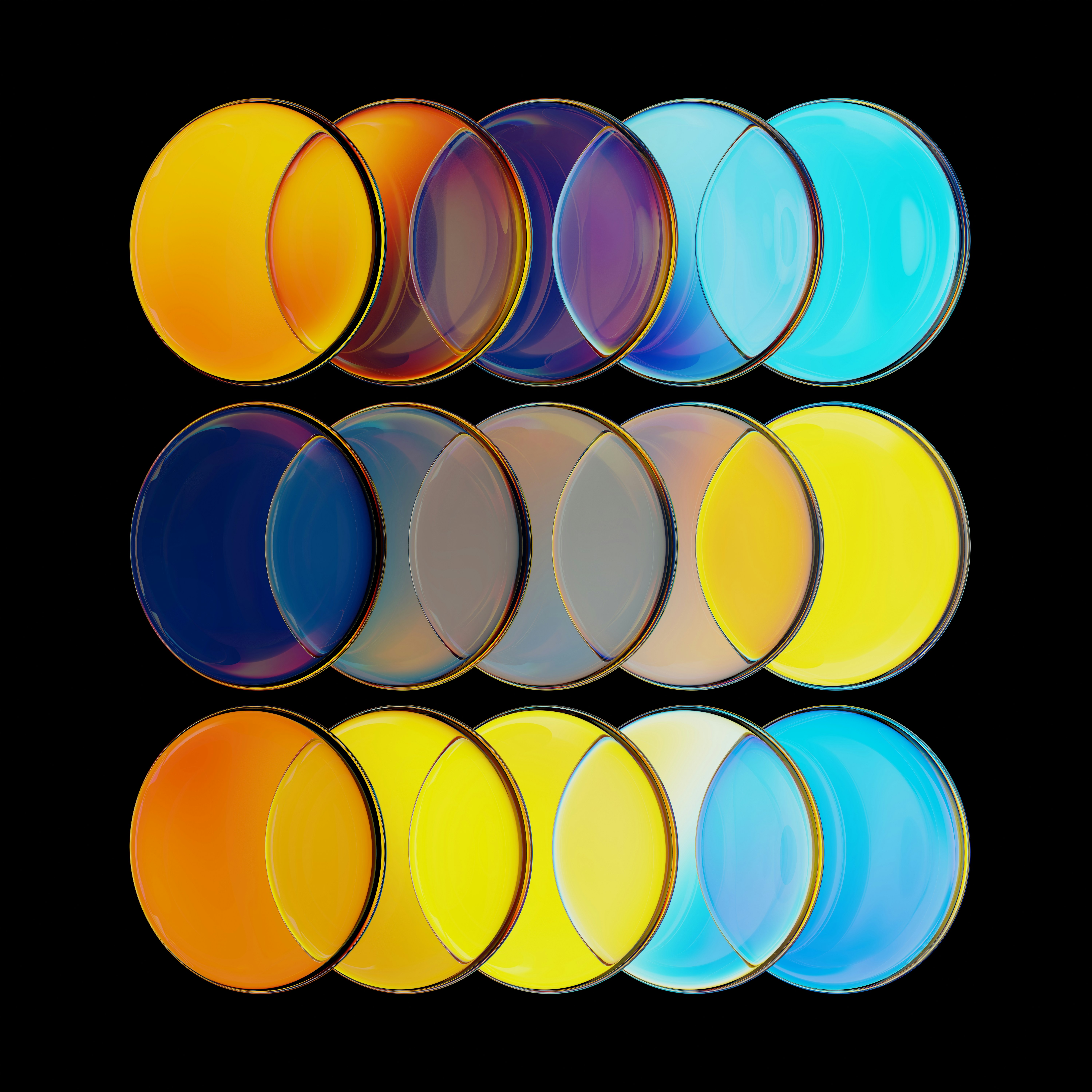High-quality 3D Render Background Featuring Abstract, Overlapping Translucent Glass Discs With Vibrant Neon Gradient Colors. This Modern Glassmorphism And Lens Filter Aesthetic On A Dark Background Is Perfect For 4K Desktop Wallpapers, Mobile Phone Backgrounds, Tech UI/UX Designs, And Creative Digital Assets. HD mobile wallpaper