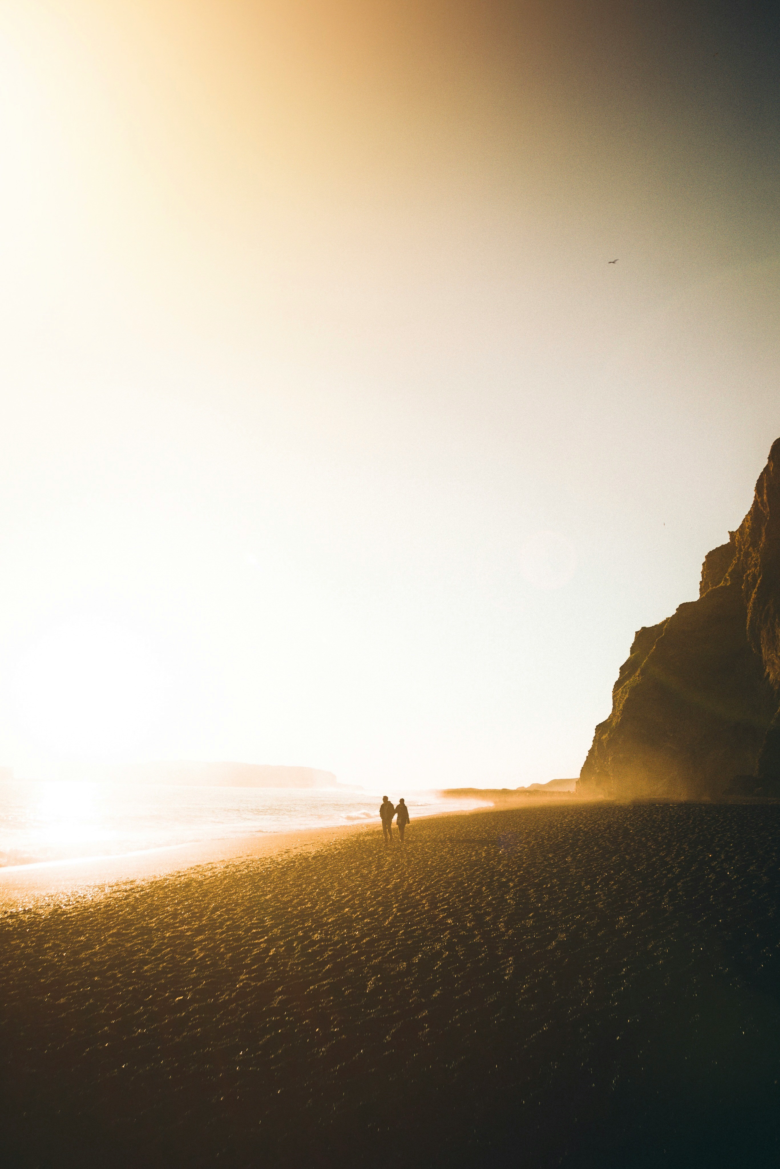 Silhouette Of People Near Beach HD mobile wallpaper