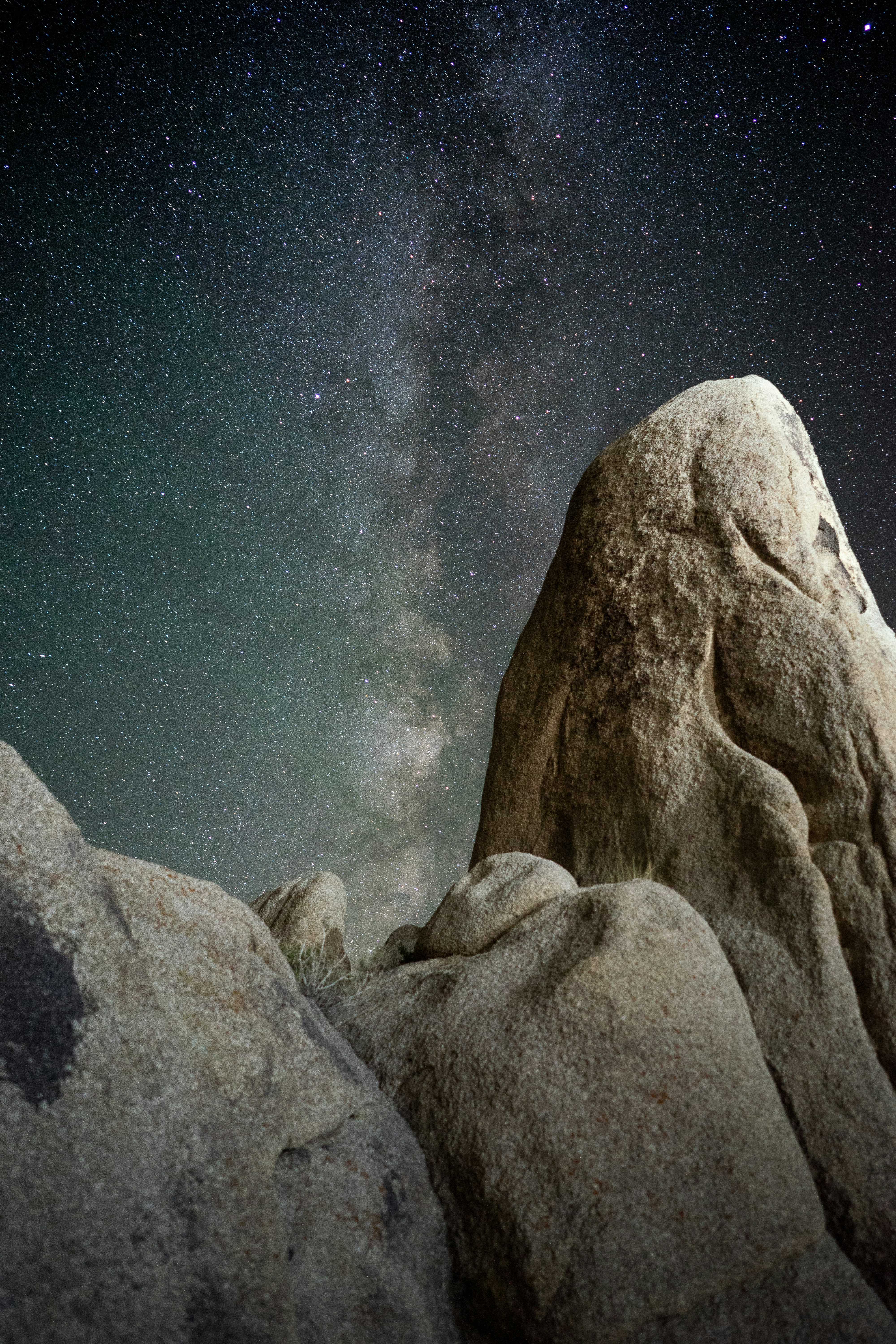 Brown Rock Formations Under Starry Night HD mobile wallpaper